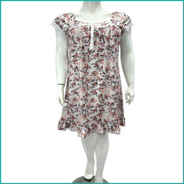 Colorful Flowers Ladies Dress - Cream