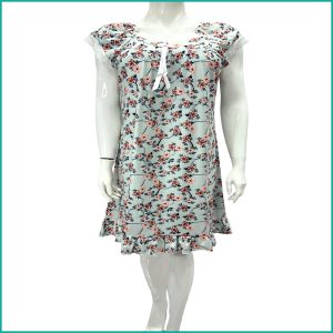Colorful Flowers Ladies Dress - Blue