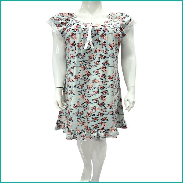 Colorful Flowers Ladies Dress - Blue