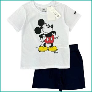 Mickey Mouse Boys Summer Shorts Set - White Black