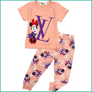 Minnie LV Girls Half Sleeves Pajama Set - Pink