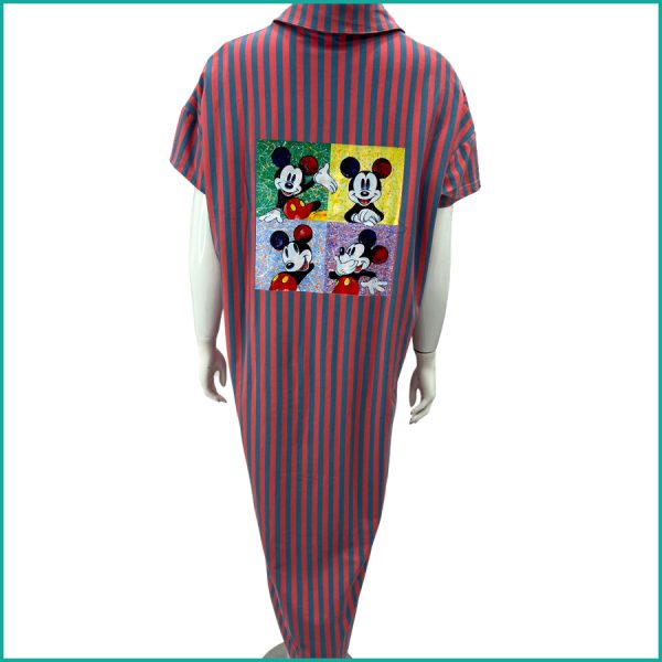 Mickey Mouse Frame Ladies Dress - Red Grey - Image 2