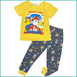 Paw Action Boys Half Sleeves Pajama Set - Yellow