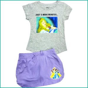 Princess Girls Shorts Set - Grey Purple