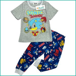 Sonic Boys Half Sleeves Pajama Set -  Grey