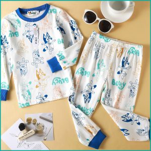 Bluey Girls Cotton Pajama Set - White