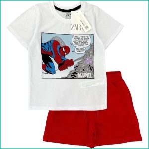 Spiderman Comic Boys Summer Shorts Set - White Red