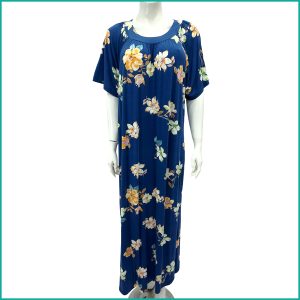 Flowers Ladies Dress - Navy Blue