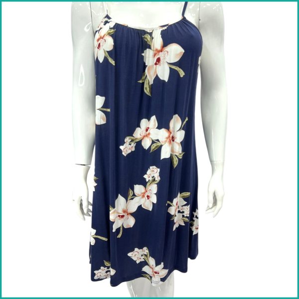 Floral Ladies Halfer Linen Cotton - Navy Blue - Image 2