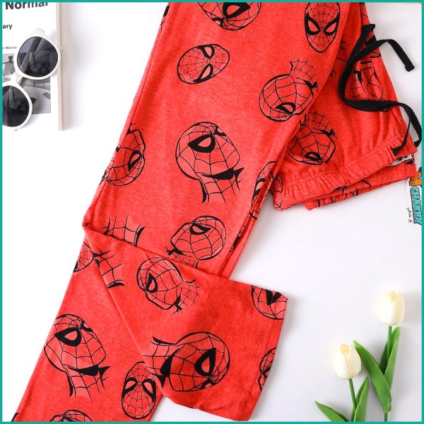 Spiderman Face Men's Cotton Pant - Red - Image 2