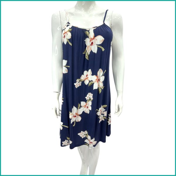 Floral Ladies Halfer Linen Cotton - Navy Blue