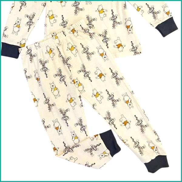 Winnie Boys Cotton Full Sleeves Pajama Set - Cream - Image 3