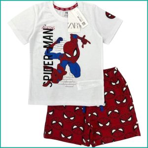 Spiderman Boys Summer Shorts Set - White Red