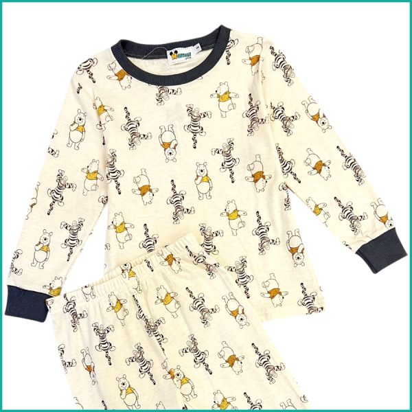 Winnie Boys Cotton Full Sleeves Pajama Set - Cream - Image 2