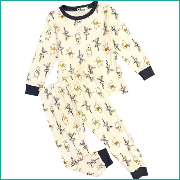 Winnie Boys Cotton Full Sleeves Pajama Set - Cream