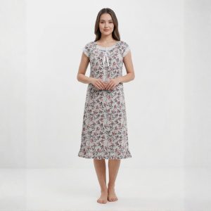 Colorful Flowers Ladies Dress - Blue