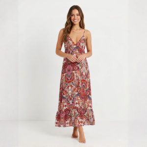 Designer Ladies Cotton Halfer - Red