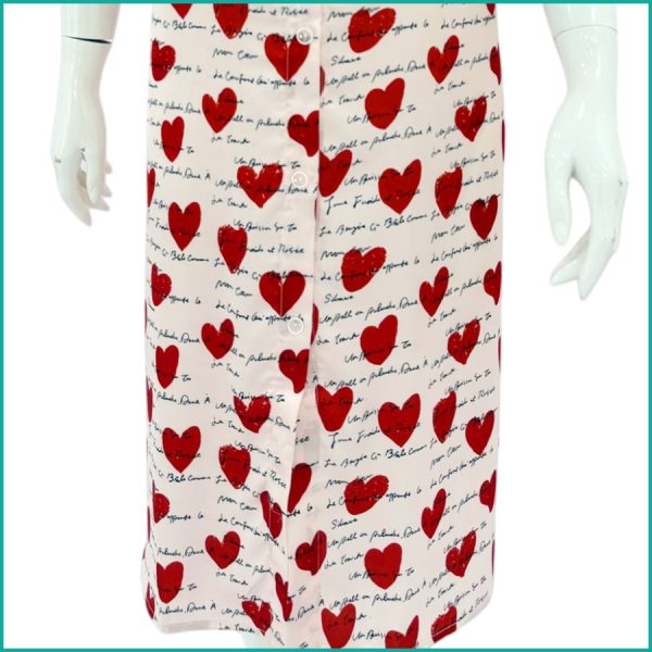 Love Heart Ladies Sleepwear Long Dress Satin Material - Pink - Image 3