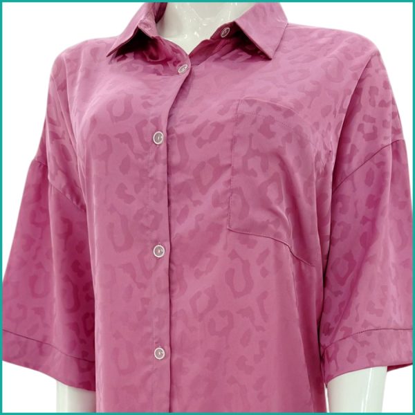 Design Ladies Sleepwear Long Dress Satin Material - Pink - Image 2