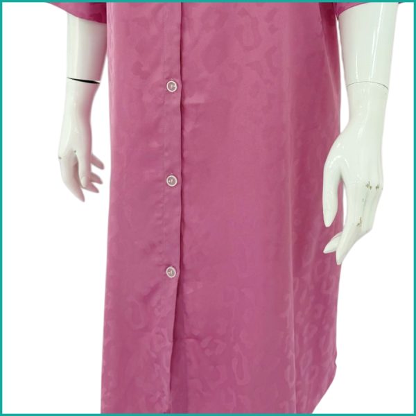 Design Ladies Sleepwear Long Dress Satin Material - Pink - Image 3