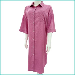 Design Ladies Sleepwear Long Dress Satin Material - Pink