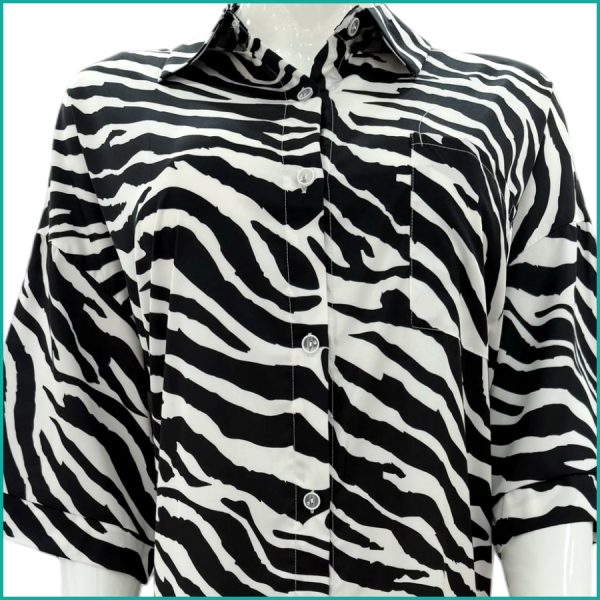 Tiger Print Ladies Sleepwear Long Dress Satin Material - White - Image 2