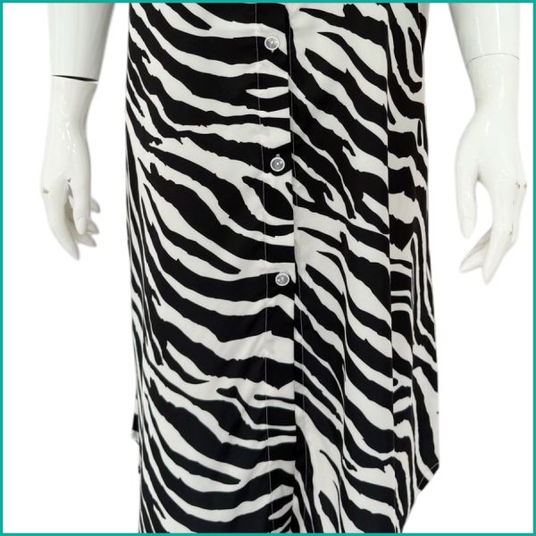 Tiger Print Ladies Sleepwear Long Dress Satin Material - White - Image 3