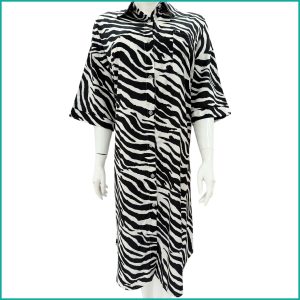 Tiger Print Ladies Sleepwear Long Dress Satin Material - White