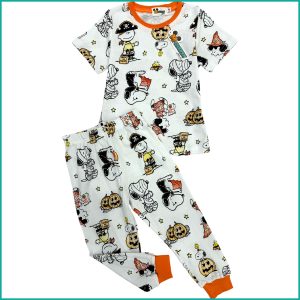 Snoopy Halloween Boys Half Sleeves Pajama Set - White
