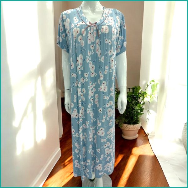 Floral Ladies Nafnuf Half Sleeves - Sky Blue