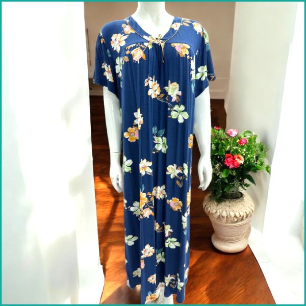 Floral Ladies Nafnuf Half Sleeves - Navy Blue