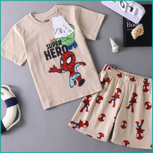 Mini Superhero Boys Shorts Set ZARA - Cream