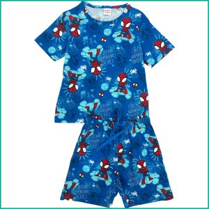 Mini Spiderman Boys Shorts Set - Blue