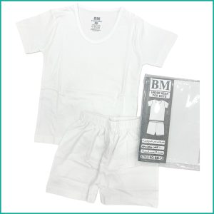 Plain Boys Cotton Underwear Half Sleeves - White