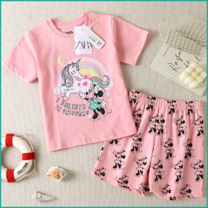 Minnie Unicorn Girls Shorts Set ZARA - Pink