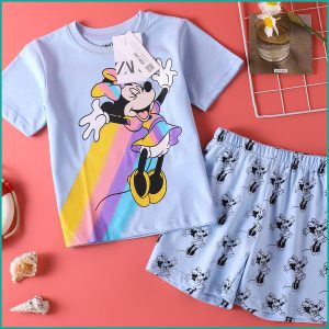 Rainbow Minnie Girls Shorts Set ZARA - Blue