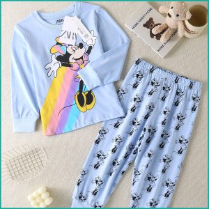 Rainbow Minnie Girls Pajama Set ZARA - Sky Blue
