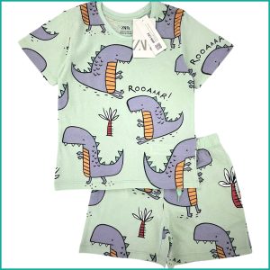 Dino Roar Boys Shorts Set ZARA - Green