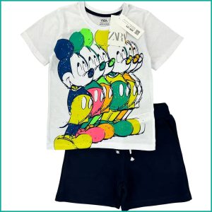 All Mickey Boys Shorts Set ZARA - White Black