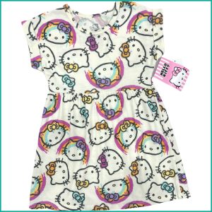Colorful Hello Kitty Girls Dress - White
