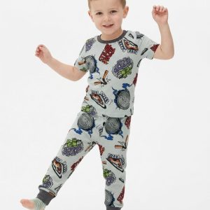 Team Turtle Boys Half Sleeves Pajama Set - Grey