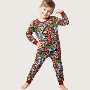 Superhero Boys Pajama Set - Red