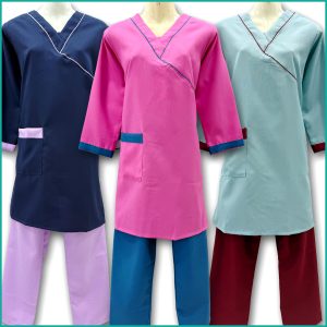Pocket Uniforms Kreb Full Sleeves Punjabi يونيفورم كريب - Blue Gray Pink