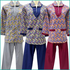 Uniform for Maids TETRON Material (TC Material) - Grey Red Blue