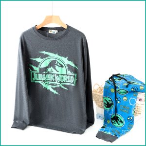 Jurassic World Men's Full Sleeves Pajama Set - Blue Black