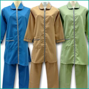 Plain Maid Uniforms Kreb Full Sleeves Punjabi يونيفورم كريب - Blue Brown Green