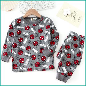 Marvel Spiderman Boys Full Sleeves Pajama Set - Grey