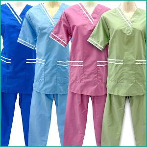 Uniform maids - قصير TETRON Material (TC Material) - Navy Pink Green Blue