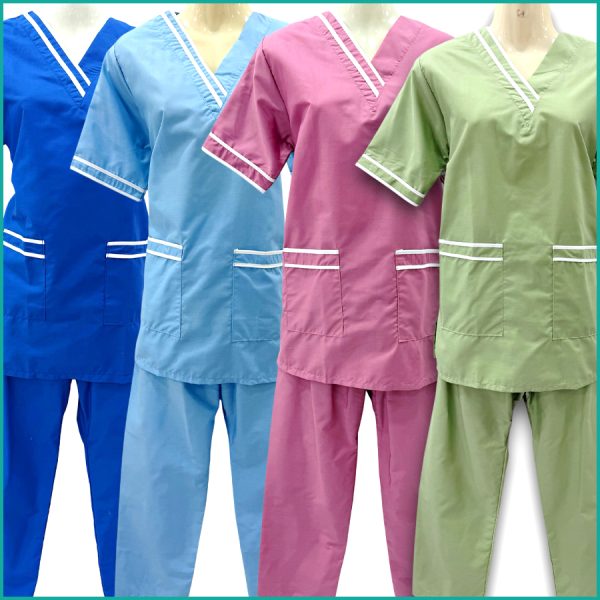 Uniform maids - قصير TETRON Material (TC Material) - Navy Pink Green Blue