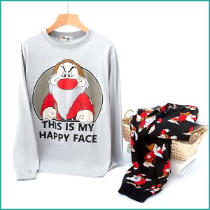 Grumpy Men's Full Sleeves Pajama Set - Grey Black